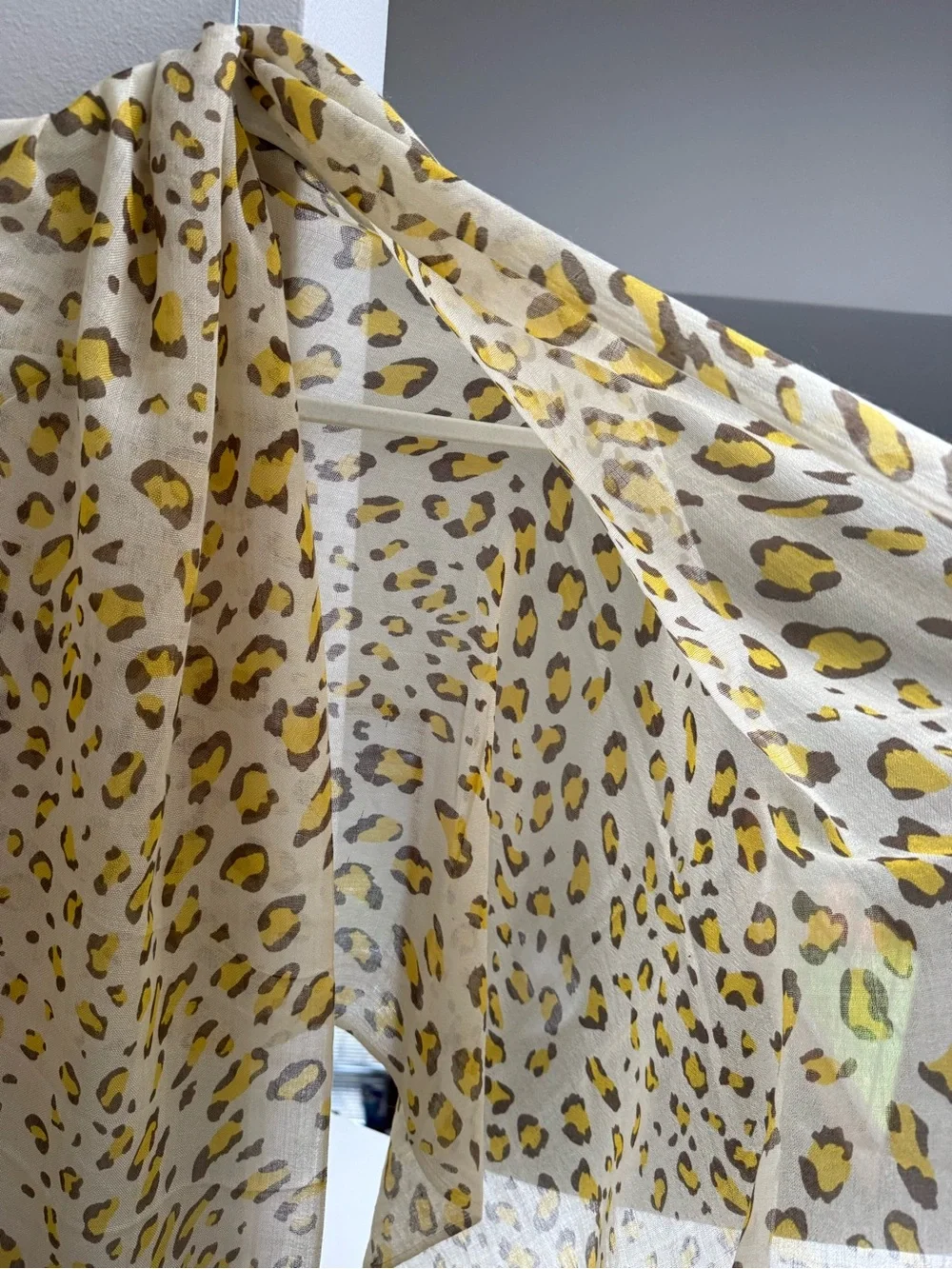 Leopard Print Yellow Scarf (20% Silk)